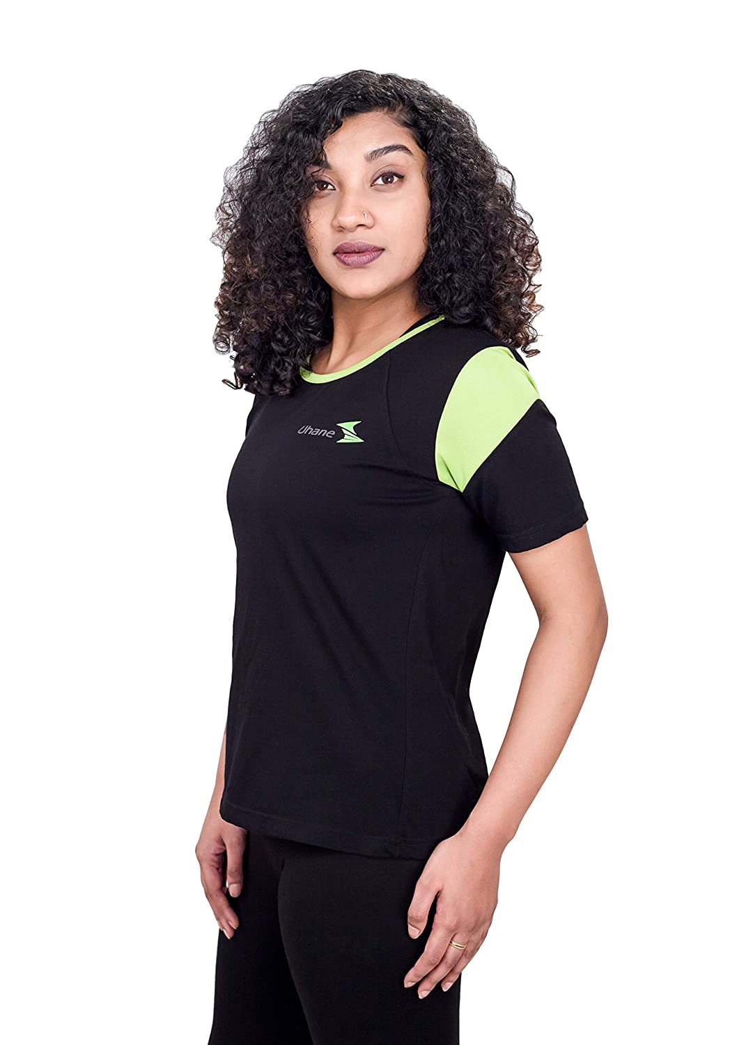Uhane Women's Gym Classic Cotton Work-Out Round Neck Loose Fit T-Shirt  (Black) Short Sleeves Top for Sports and Fitness – Uhane Fitness