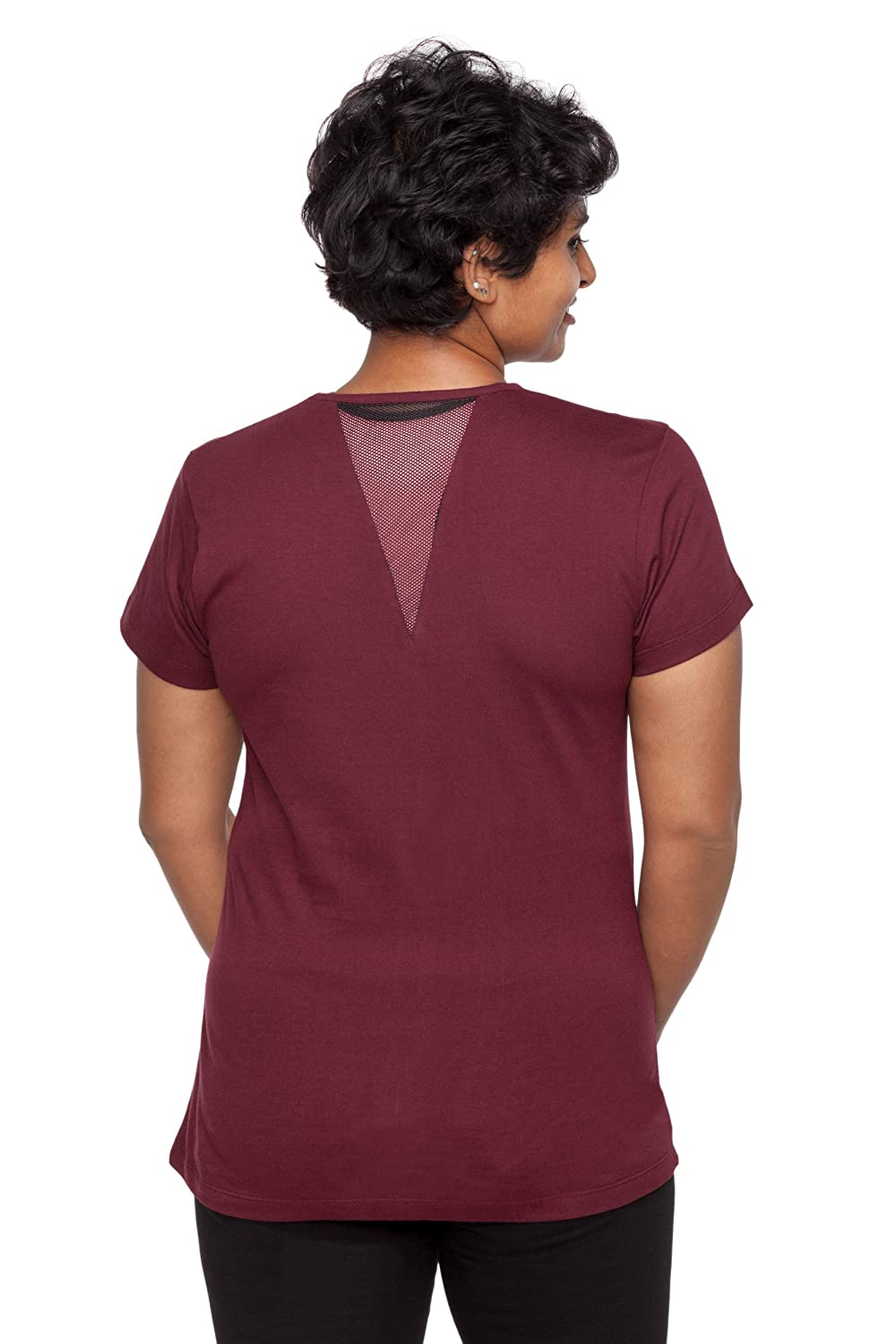 Uhane Women's Yoga and Gym Cotton Work-Out Round Neck Straight Cut Plain T- Shirt (Maroon) Short Sleeves Top for Sports and Fitness – Uhane Fitness