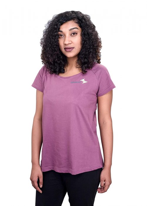 Uhane Women’s Yoga and Gym Cross-Back Cotton Work-Out Extreme Deep Neck Loose Fit T-Shirt (Purple) Short Sleeves Top for Sports and Fitness