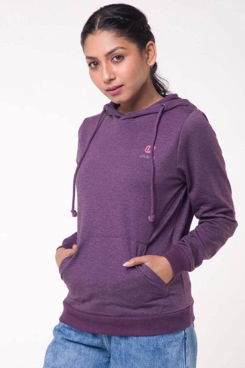 Women’s Athleisure and Work-Out Purple Cotton Loose-Fit Sweatshirt